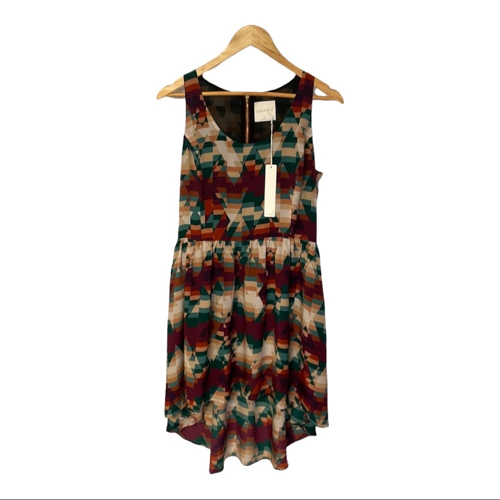Line & Dot Silk Geometric Pattern Dress